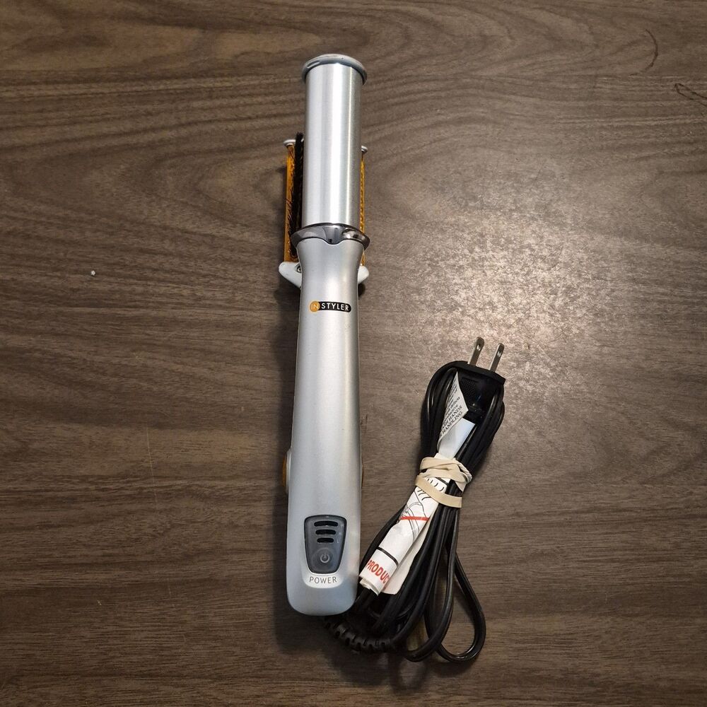 Instyler Rotating Hot Iron IS1001 Silver Hair Styler Brush 1.25" Barrel 135W